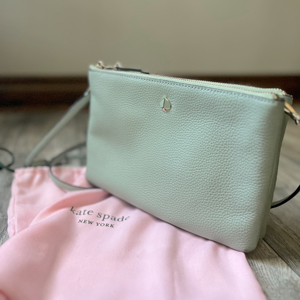 Kate Spade medium gusset crossbody- pistachio- NWT